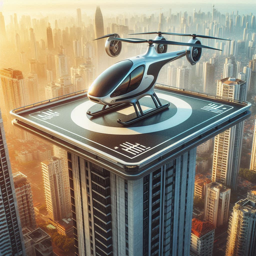 Air Taxi Landing on high rise building